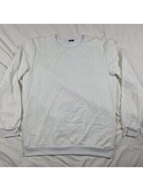 INTO THE AM Crewneck Sweatshirt Plain White Plus Size 3X Minimalist Cozy